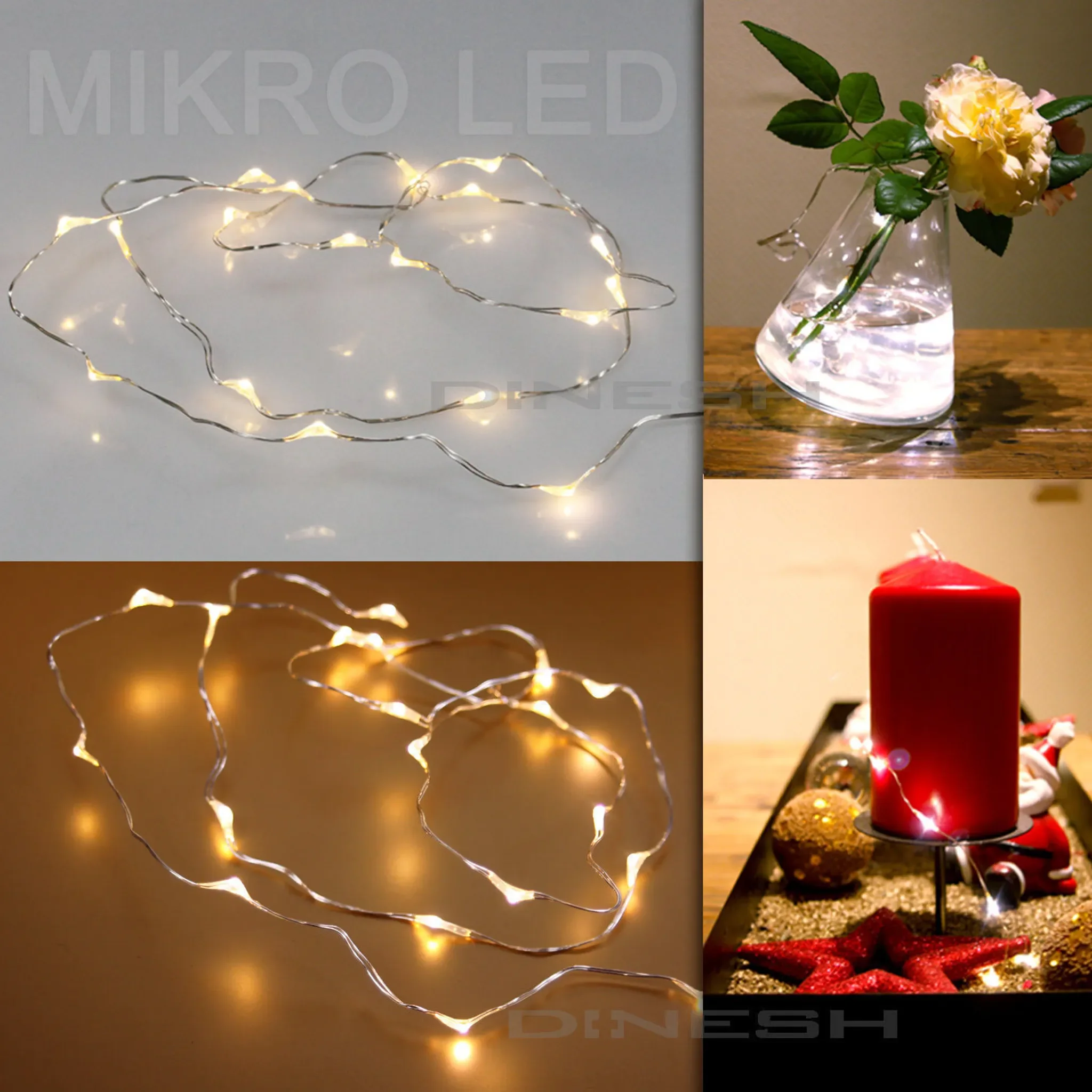 Micro LED Lichterkette – 30 LEDs, warmweiß, batteriebetrieben, 1,45 m